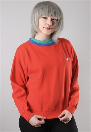 VINTAGE RED MULTIPLE COLLARED SWEATSHIRT JUMPER
