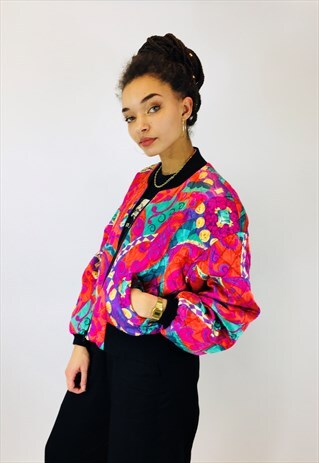 VINTAGE QUILTED COLOURFUL BOMBER COAT