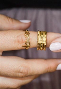 Adjustable Gold Ring - Love Ring