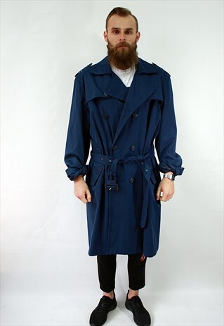 VINTAGE 80'S CLASSIC BLUE DUSTER COAT