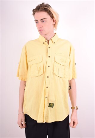 CAMEL MENS VINTAGE SHIRT LARGE YELLOW 90S