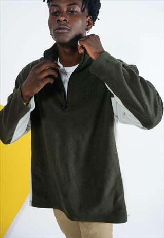 VINTAGE 1/4 ZIP FLEECE IN GREEN.