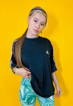 Vintage 90s Classic 3 Stripe Adidas Embroidered T-Shirt