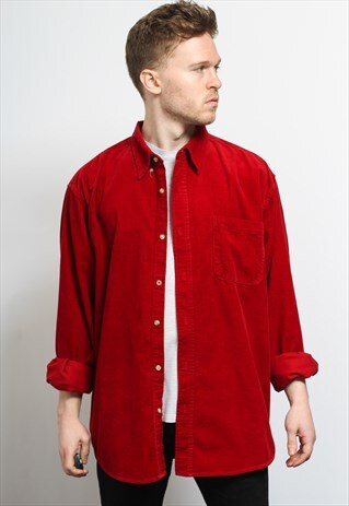 VINTAGE CORDUROY CORD SHIRT RED