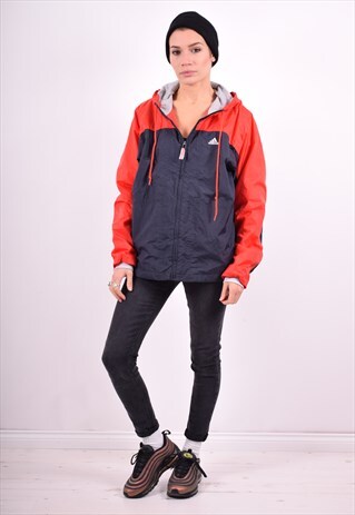 ADIDAS WOMENS VINTAGE JACKET LARGE BLACK 90'S