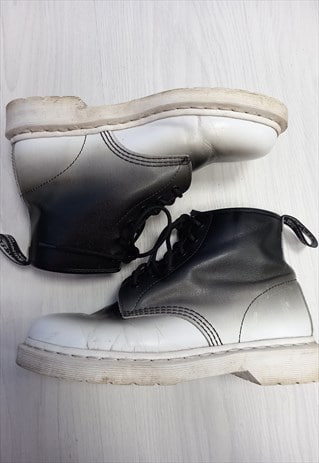 00's Boots Black White Ombre Effect 
