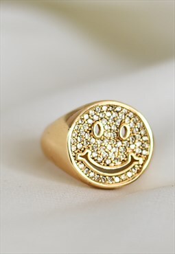 Smiley Face Gold Ring 