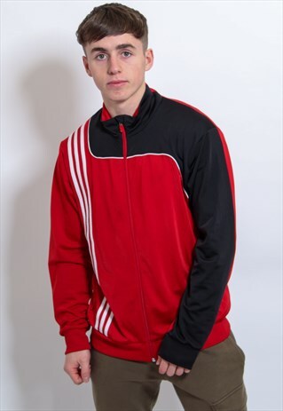 VINTAGE ADIDAS LOGO JACKET IN RED LARGE
