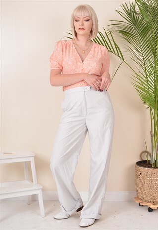W30 VINTAGE HIGH WAIST TROUSERS WHITE 90S