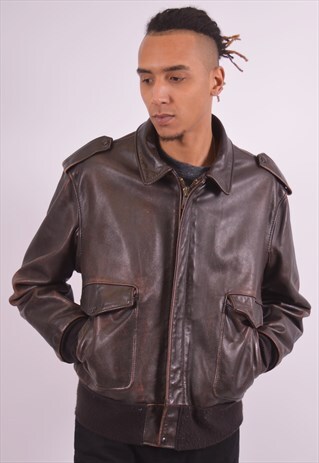 VINTAGE LEATHER JACKET BROWN