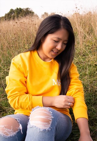 PEGGY & SAM PERSONALISED INITIALS SWEATSHIRT MUSTARD YELLOW