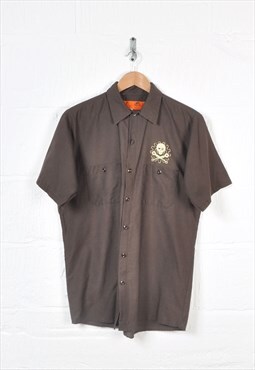 Vintage Red Kap Workwear Shirt Short Sleeve Brown Medium
