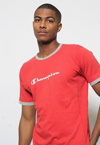VINTAGE CHAMPION BIG LOGO SPELL OUT T-SHIRT RED