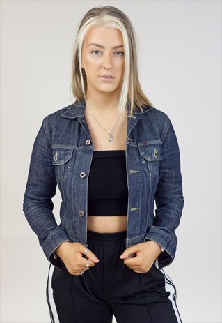 VINTAGE 90'S TOMMY HILFIGER DARK DENIM JACKET
