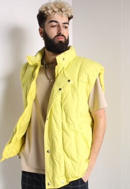 Vintage Chunky Padded Sleeveless Gilet Jacket Yellow