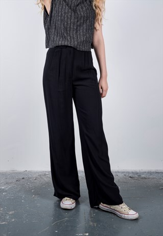 VINTAGE 1990S BLACK HIGH-WAISTED TROUSERS