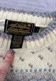 EDDIE BAUER KNITTED JUMPER ABSTRACT PATTERNED KNIT SWEATER