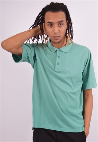 ADIDAS MENS VINTAGE POLO SHIRT MEDIUM GREEN 90S