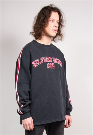 VINTAGE 90'S TOMMY HILFIGER BLACK SWEATER JUMPER