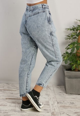 VINTAGE HIGH WAISTED ACID WASH JEANS PL11