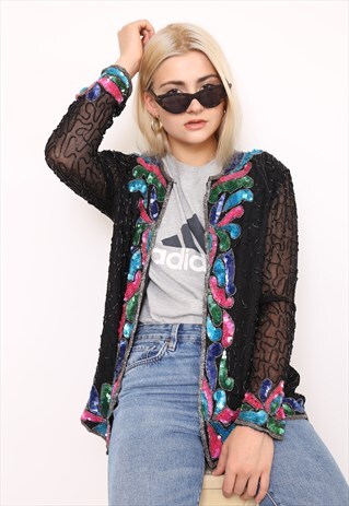 VINTAGE 80S SILK EMBELLISHED TROPHY JACKET