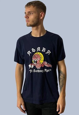 A Bathing Ape Large Graphic Roaring Ape Navy 00s T-Shirt