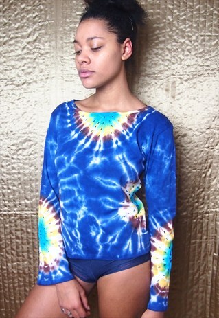 MULTI DYE BLUE TOP WITH EMBROIDERY