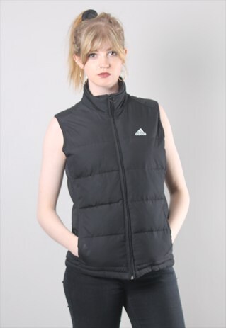 VINTAGE 90S ADIDAS BLACK PUFFA GILET GILLET JACKET