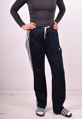ADIDAS WOMENS VINTAGE TRACKSUIT TROUSERS W30 L32 BLUE 90S