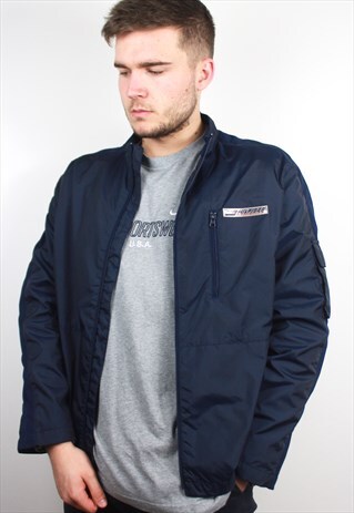 90'S RETRO NAVY RAVE TRACK JACKET