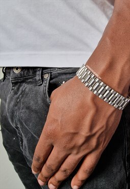 Silver stainless steel watch link bracelet for men