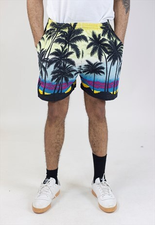 VINTAGE 90S PALM TREE SWIM SHORTS