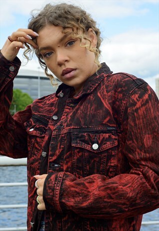 VINTAGE CALVIN KLEIN RED TIE-DYE DENIM JACKET