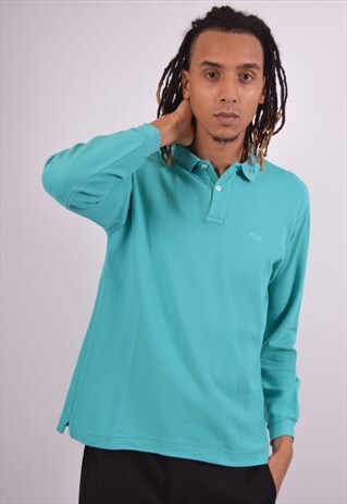 VINTAGE FILA POLO SHIRT LONG SLEEVE TURQUOISE