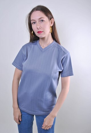 VINTAGE BLUE STRIPED MINIMALIST SPORT TSHIRT