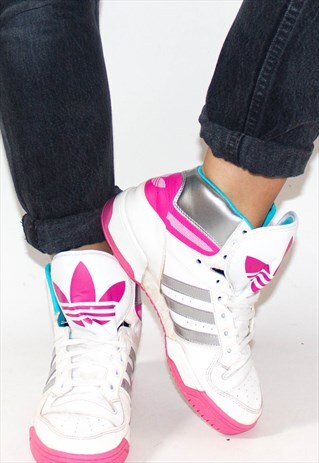 RETRO PINK ADIDAS HI-TOP TRAINERS UK5