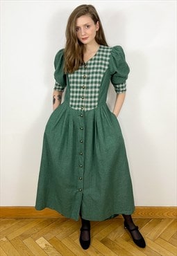 Linen Prairie Dress, Long Button Front dress with pockets