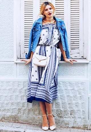 OFF-THE-SHOULDER BOHO MIDI DRESS