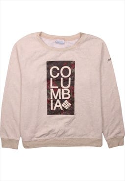 Vintage 90's Columbia Sweatshirt Spellout Crew Neck Beige