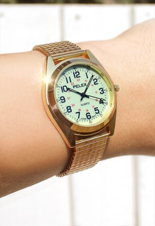LUMINOUS WATCH WITH GOLD EXPANDER STRAP