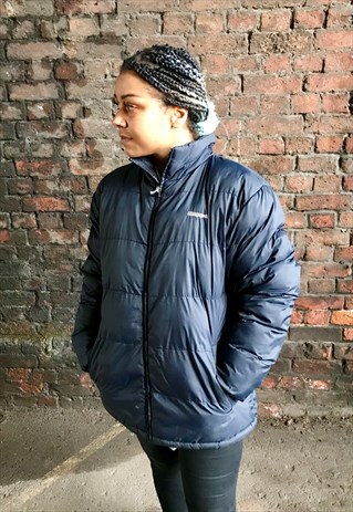 VINTAGE KAPPA ZIP THROUGH PUFFER JACKET COAT BLUE BIG LOGO