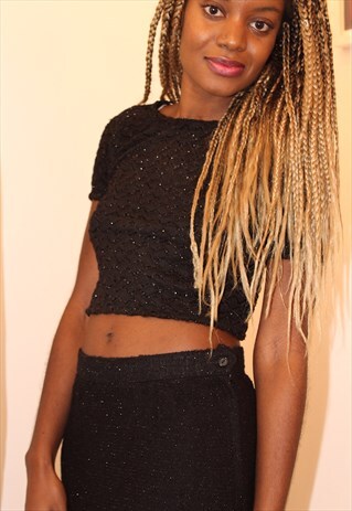 CROPPED BLACK EVENING TOP