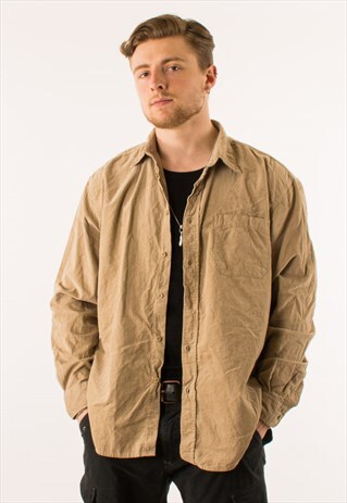 VINTAGE 90S BEIGE CORDUROY SHIRT XXL