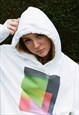 HOODIE IN WHITE WITH LIGHT LEAK SOFT FEEL PRINT