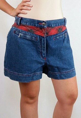 VINTAGE 90'S TEDDY BEAR PATCH DENIM OVERSIZED SHORTS