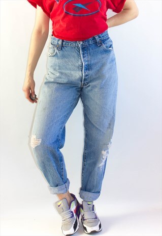 VINTAGE UK18 90'S GUY FIT DISTRESSED 501 LEVI'S
