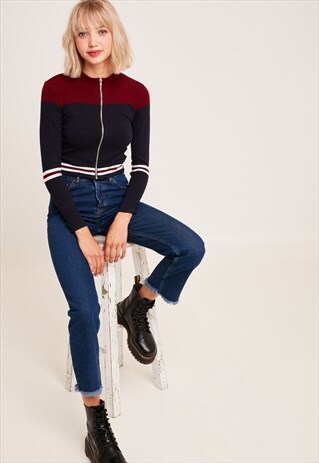 SUBDUED SPORTY ZIP CARDIGAN