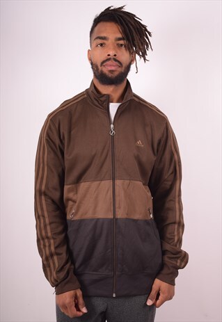 ADIDAS MENS VINTAGE TRACKSUIT TOP JACKET XL BROWN 90S