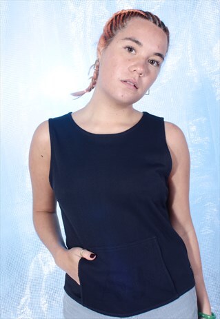 VINTAGE ARMANI JEANS NAVY RIBBED VEST