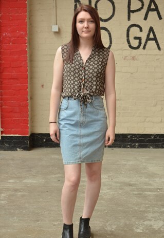 VINTAGE 90S TIE WAIST BROWN BLOUSE